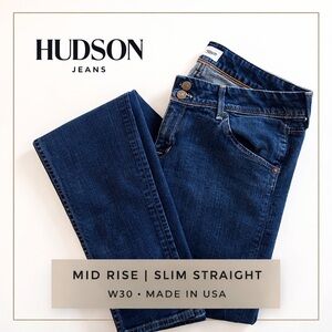 Hudson Jeans W30 Dark Wash Mid Rise Straight Slim Denim USA Made